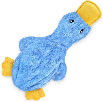 Interactive Squeaky Crinkle Duck Dog Toy – Blue