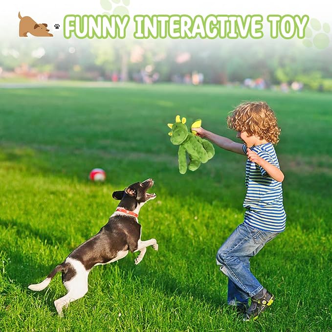Squeaky Dinosaur Dog Toy with Crinkle Paper
