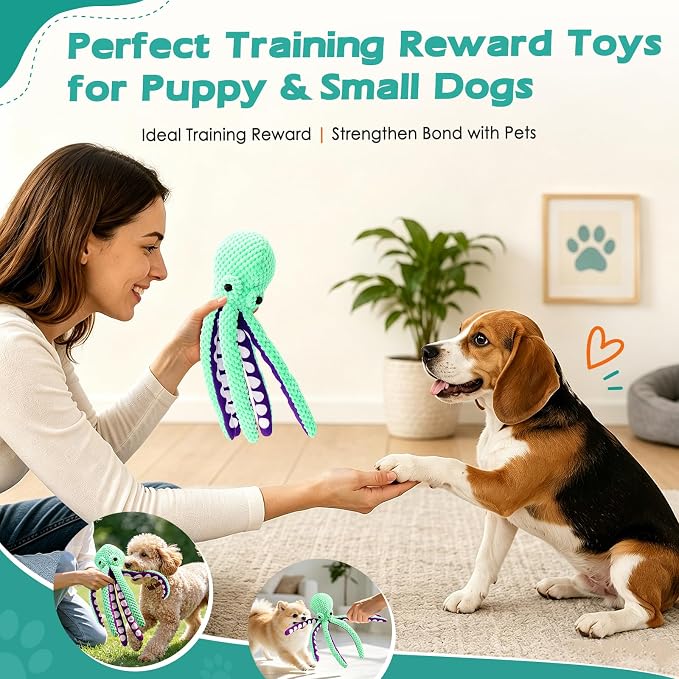 Plush Octopus Squeaky Dog Toy for Dogs & Puppies